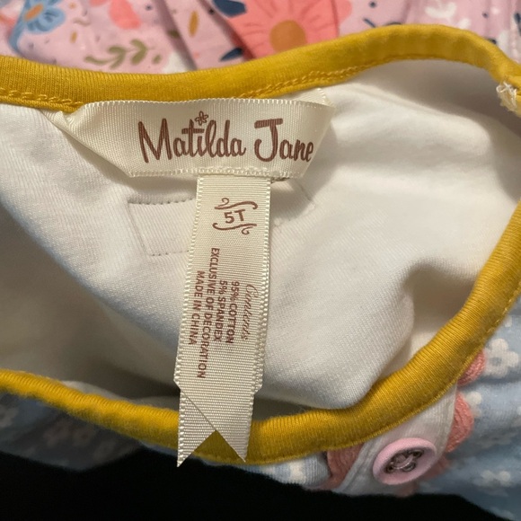 Matilda Jane Joyful Jamboree Pink Blue floral checkered Sleeveless Sundress -5T - Picture 9 of 9